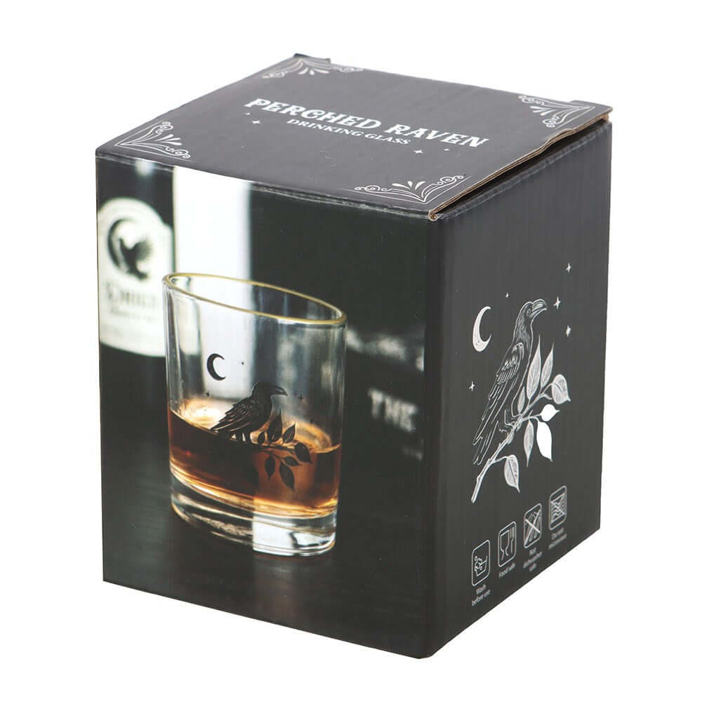 Gothic Gifts Perched Raven Drinking Glass - DevilGothic DevilGothic