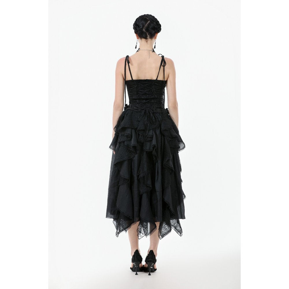Dark in Love Selene Ruffled Floral Jacquard Corset Top - DevilGothic DevilGothic