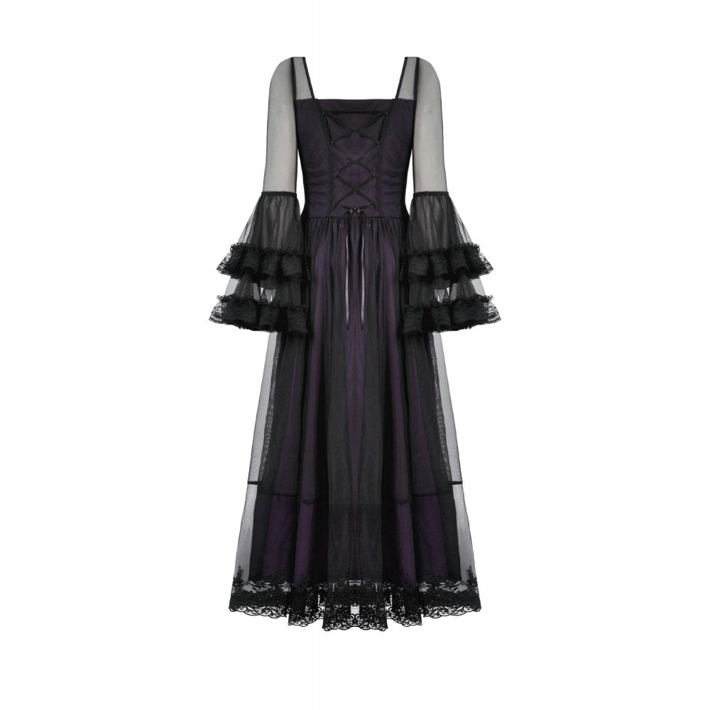 Dark in Love Lilith Bell Sleeve Gothic Maxi Dress - DevilGothic DevilGothic