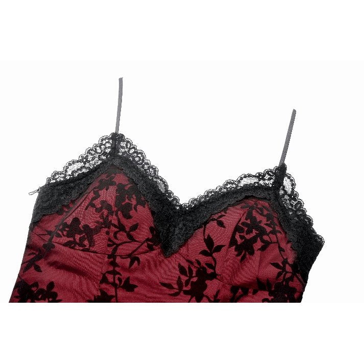 Dark in Love Althea Lace-Trimmed Velvet Goth Camisole in Burgundy - DevilGothic DevilGothic
