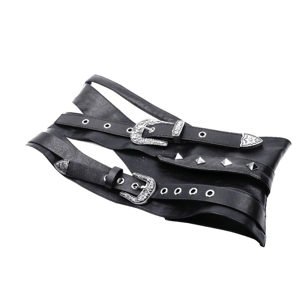 Dark in Love Elvira Faux Leather Layered Goth Waist Belt - DevilGothic DevilGothic