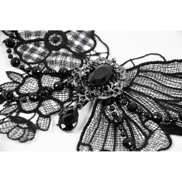 Dark in Love Lysandra Butterfly Lace Beaded Collar - DevilGothic DevilGothic