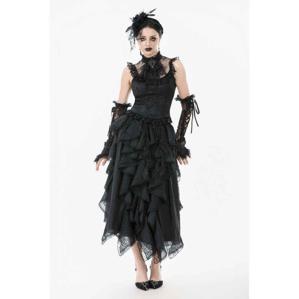 Dark in Love Seraphina Ruched Lace Goth Blouse in Black - DevilGothic DevilGothic