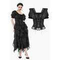 Dark in Love Seraphina Ruched Puff Sleeve Corset Top in Black - DevilGothic DevilGothic