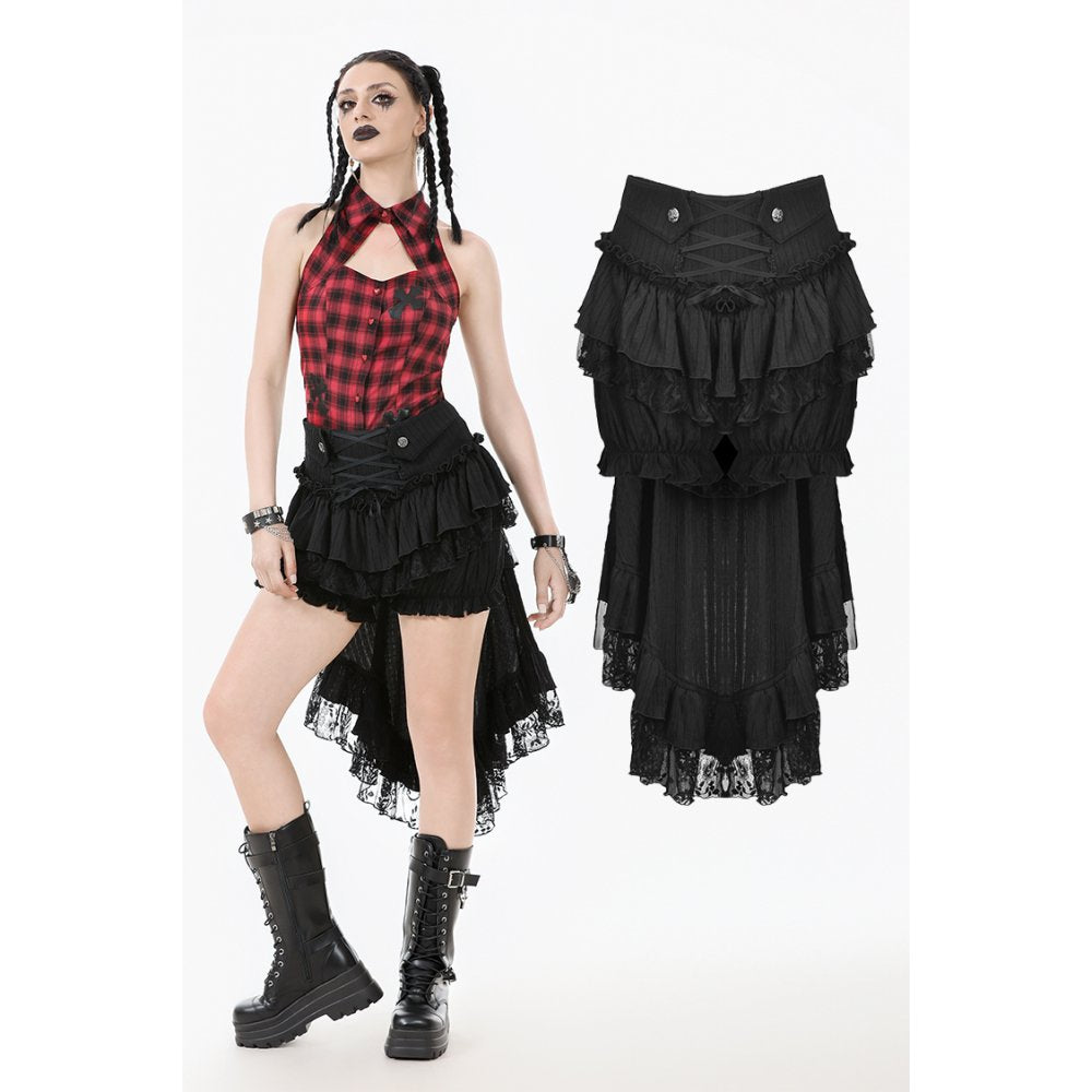 Dark in Love Cordelia Gothic High-Low Layered Skort - DevilGothic DevilGothic