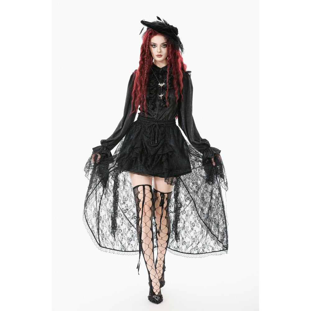 Dark in Love Sabina High-Low Sheer Lace Skirt - DevilGothic DevilGothic