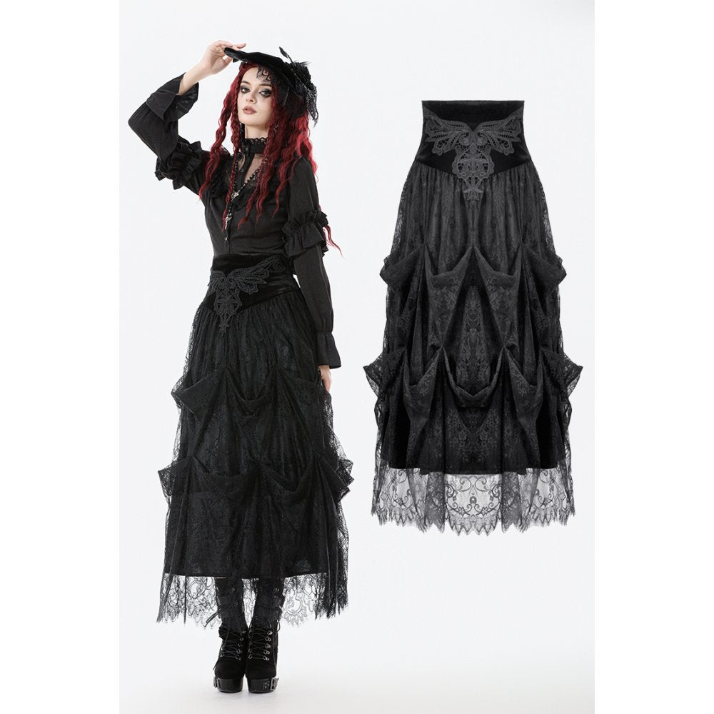 Dark in Love Gloriana Draped Maxi Skirt - DevilGothic DevilGothic