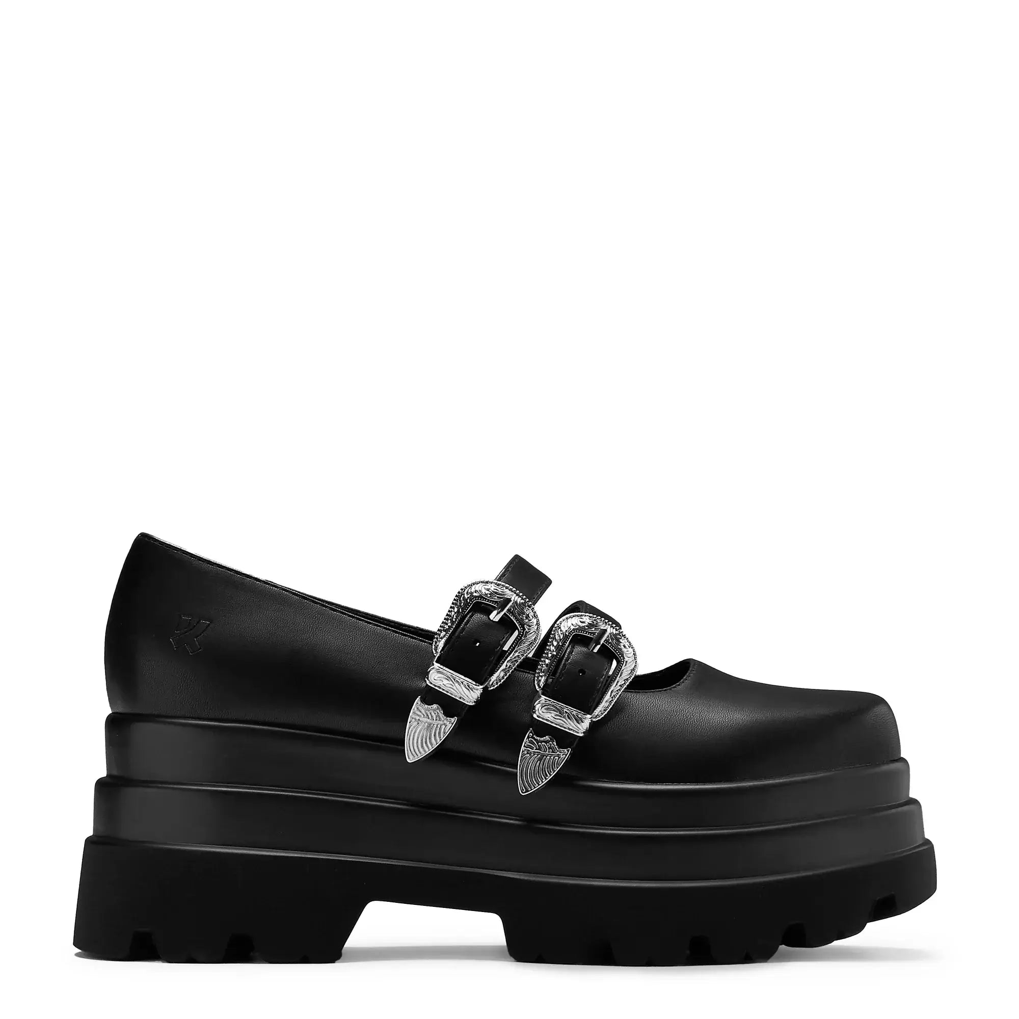 Koi Damona Trident Ornate Buckle Mary Janes  Shoes in Black - DevilGothic DevilGothic