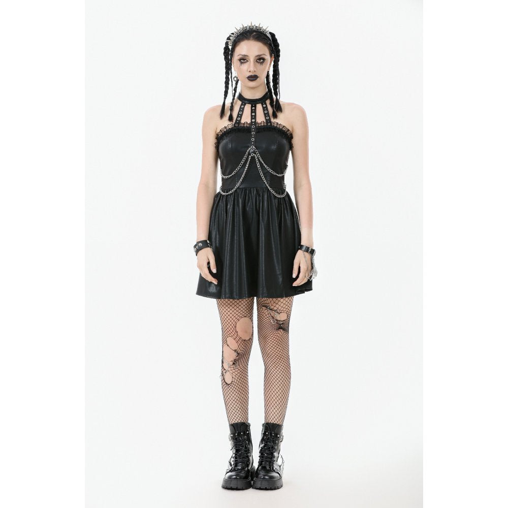 Dark in Love Valentina Red Velvet Mesh Panel Goth Dress - DevilGothic DevilGothic
