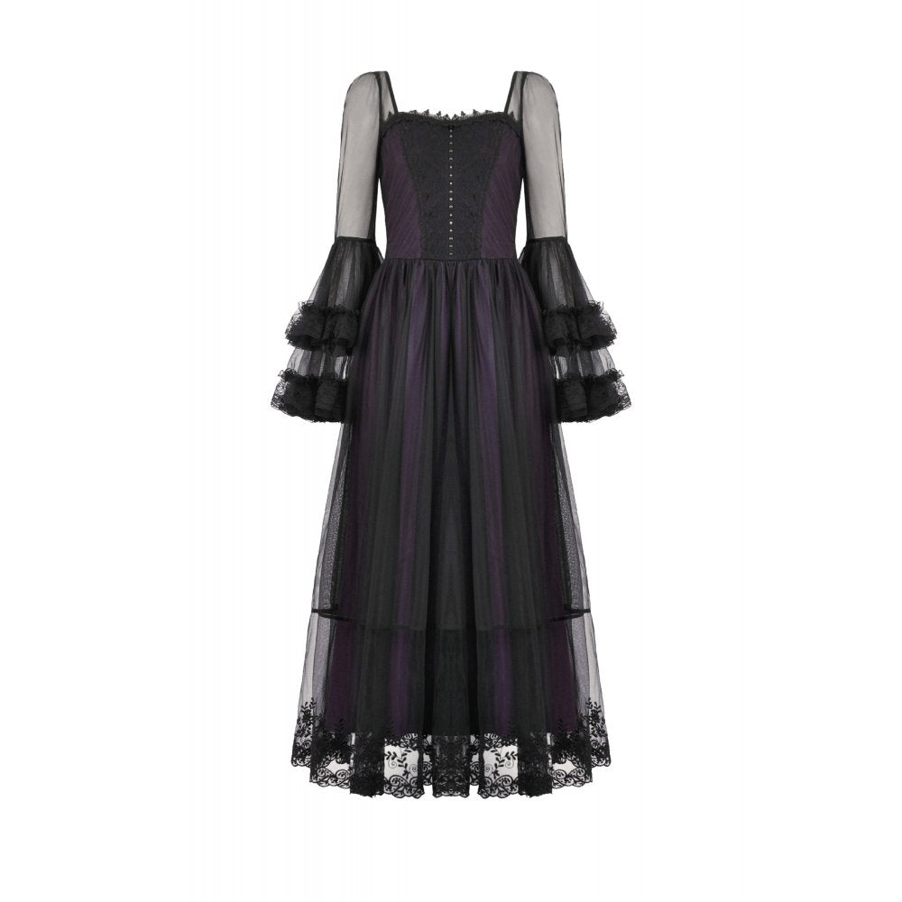 Dark in Love Lilith Bell Sleeve Gothic Maxi Dress - DevilGothic DevilGothic