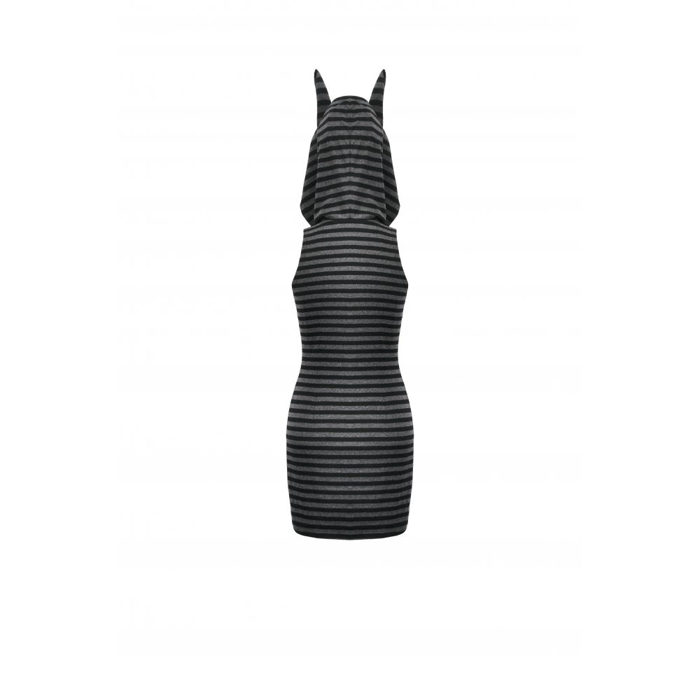 Dark In Love Salem Striped Cat Ear Hoodie Dress - DevilGothic DevilGothic