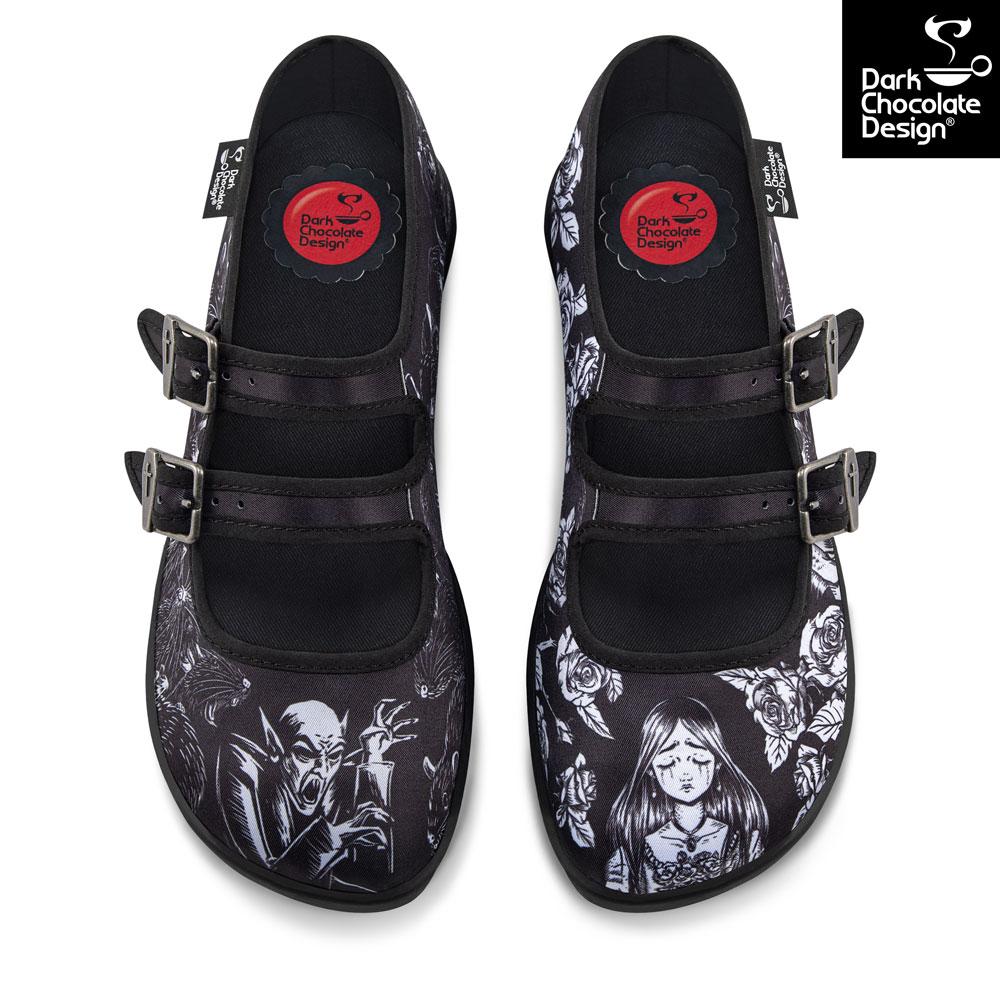 Chocolaticas® Death Stalks Gothic Mary Jane Flats - DevilGothic DevilGothic