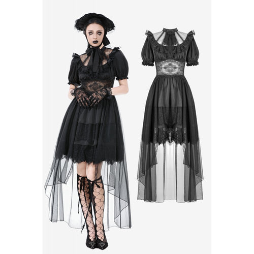 Dark in Love Ebon Rose High-Low Mesh & Lace Goth Dress - DevilGothic DevilGothic