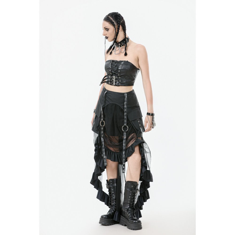 Dark in Love Ravena Buckled Faux Leather Corset Top - DevilGothic DevilGothic