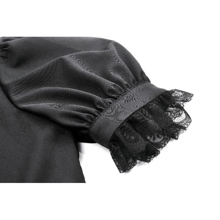 Dark in Love Viktoria Lace Ruffle Gothic Blouse in Black - DevilGothic DevilGothic
