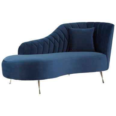 Dark Blue Velvet Right Hand Chaise Longue | Rene