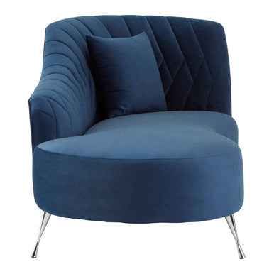 Dark Blue Velvet Right Hand Chaise Longue | Rene