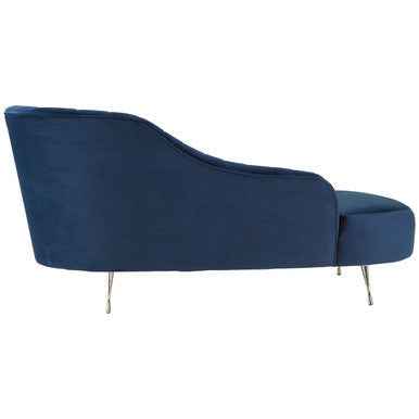 Dark Blue Velvet Right Hand Chaise Longue | Rene
