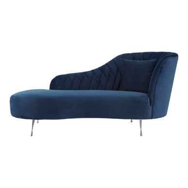 Dark Blue Velvet Right Hand Chaise Longue | Rene