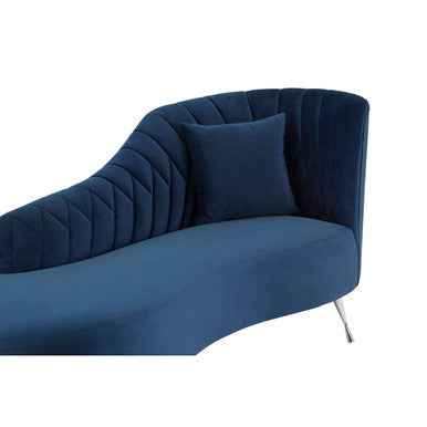 Dark Blue Velvet Right Hand Chaise Longue | Rene