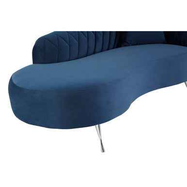 Dark Blue Velvet Right Hand Chaise Longue | Rene