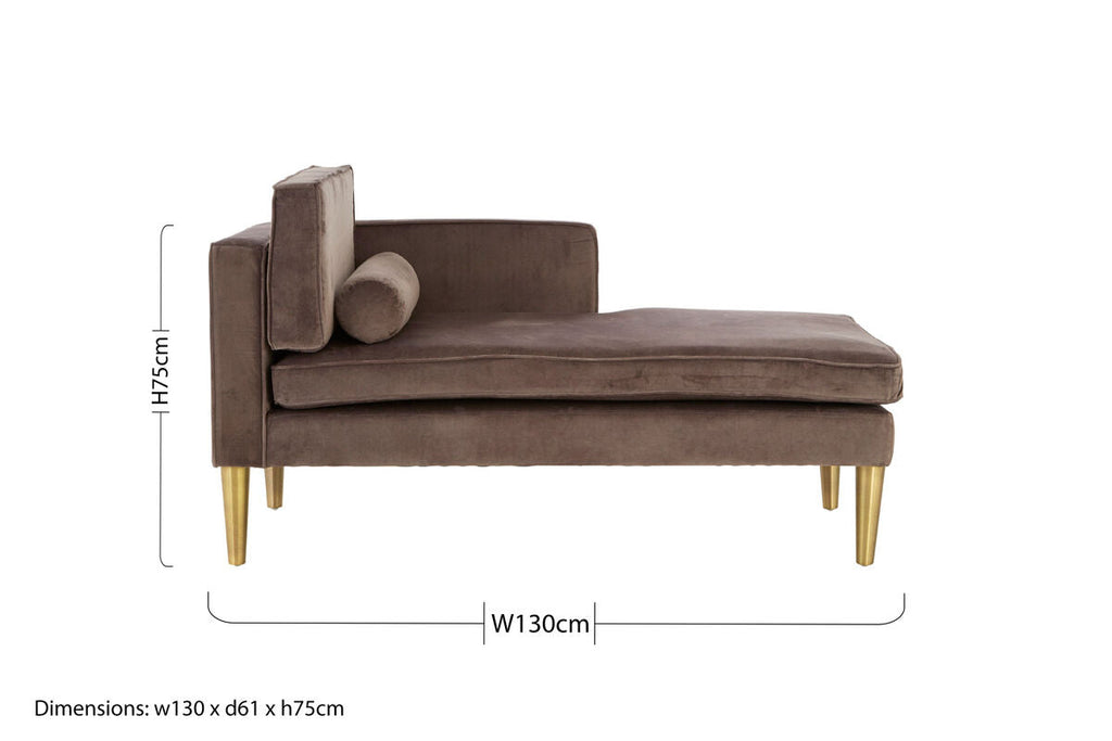 Grey Velvet Left Hand Chaise Longue | Louxor
