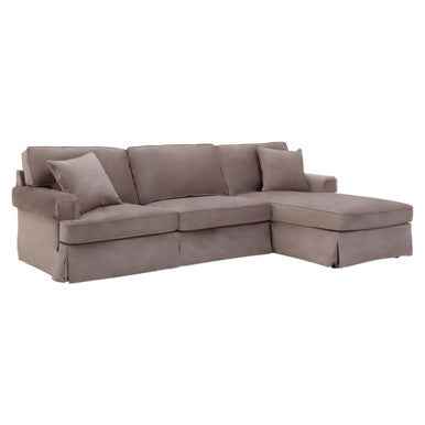 3 Seater Mink Velvet Right Chaise Sofa | Ralph
