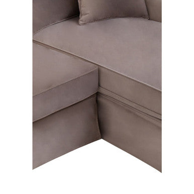 3 Seater Mink Velvet Right Chaise Sofa | Ralph