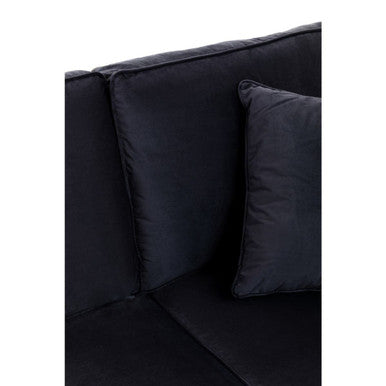 3 Seater Black Velvet Right Chaise Sofa | Ralph