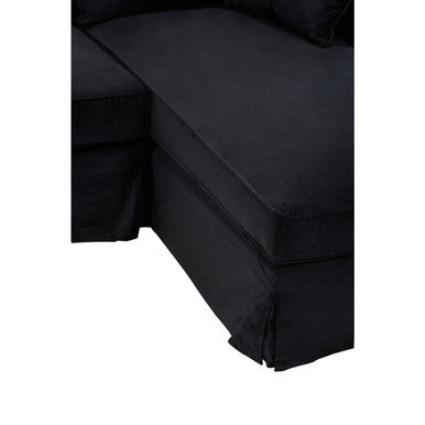 3 Seater Black Velvet Right Chaise Sofa | Ralph