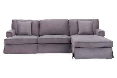 3 Seater Grey Velvet Right Chaise Sofa | Ralph
