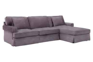 3 Seater Grey Velvet Right Chaise Sofa | Ralph
