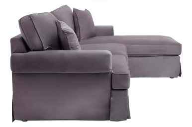 3 Seater Grey Velvet Right Chaise Sofa | Ralph