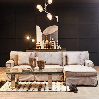 3 Seater Grey Velvet Right Chaise Sofa | Ralph