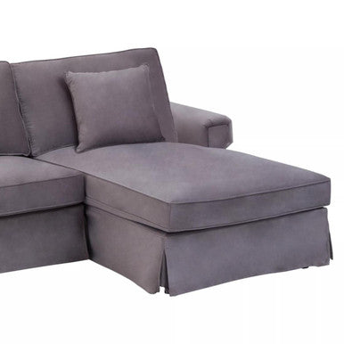 3 Seater Grey Velvet Right Chaise Sofa | Ralph