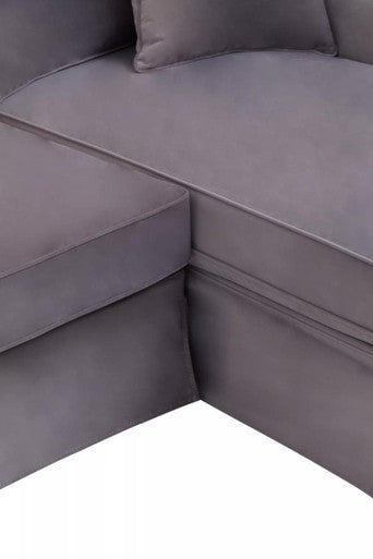 3 Seater Grey Velvet Right Chaise Sofa | Ralph