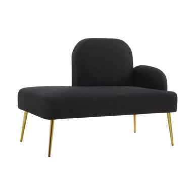 Heather Black Linen Effect Right Hand Chaise Longue