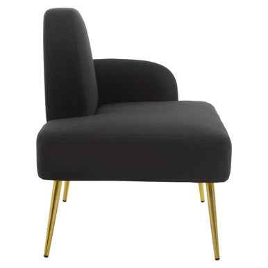 Heather Black Linen Effect Right Hand Chaise Longue