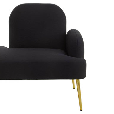 Heather Black Linen Effect Right Hand Chaise Longue