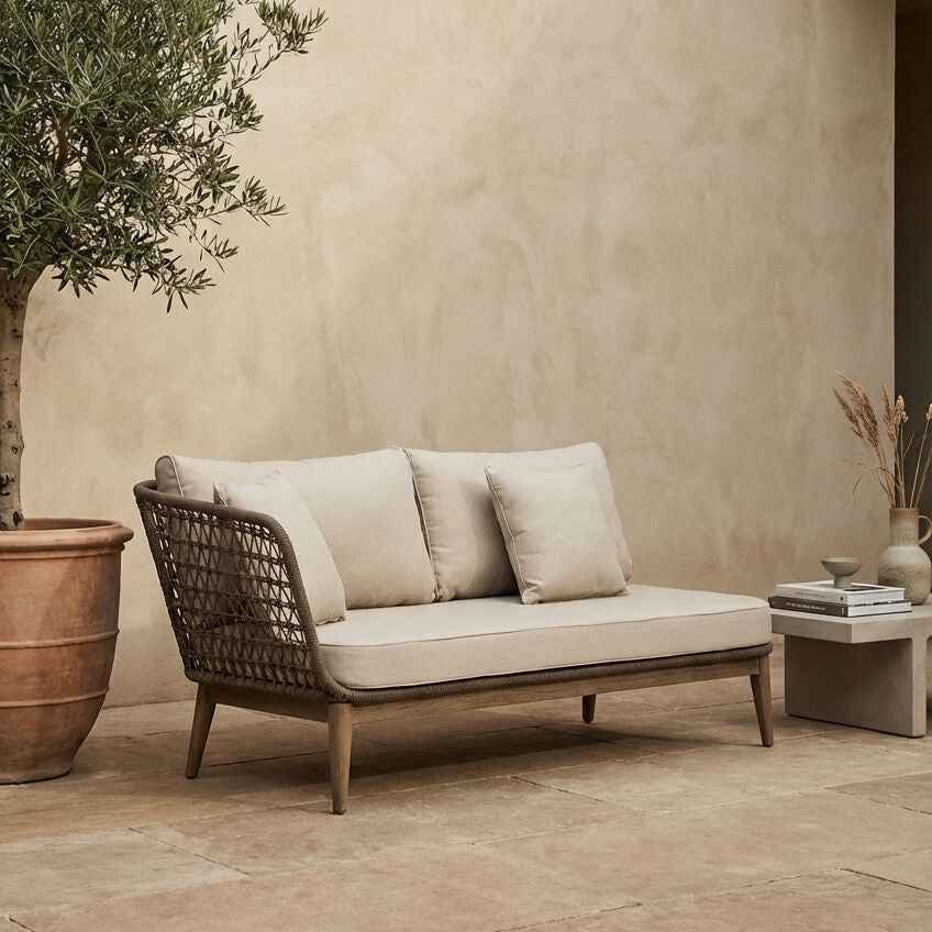 Opus Grey Woven Rope Chaise Longue with Cushions