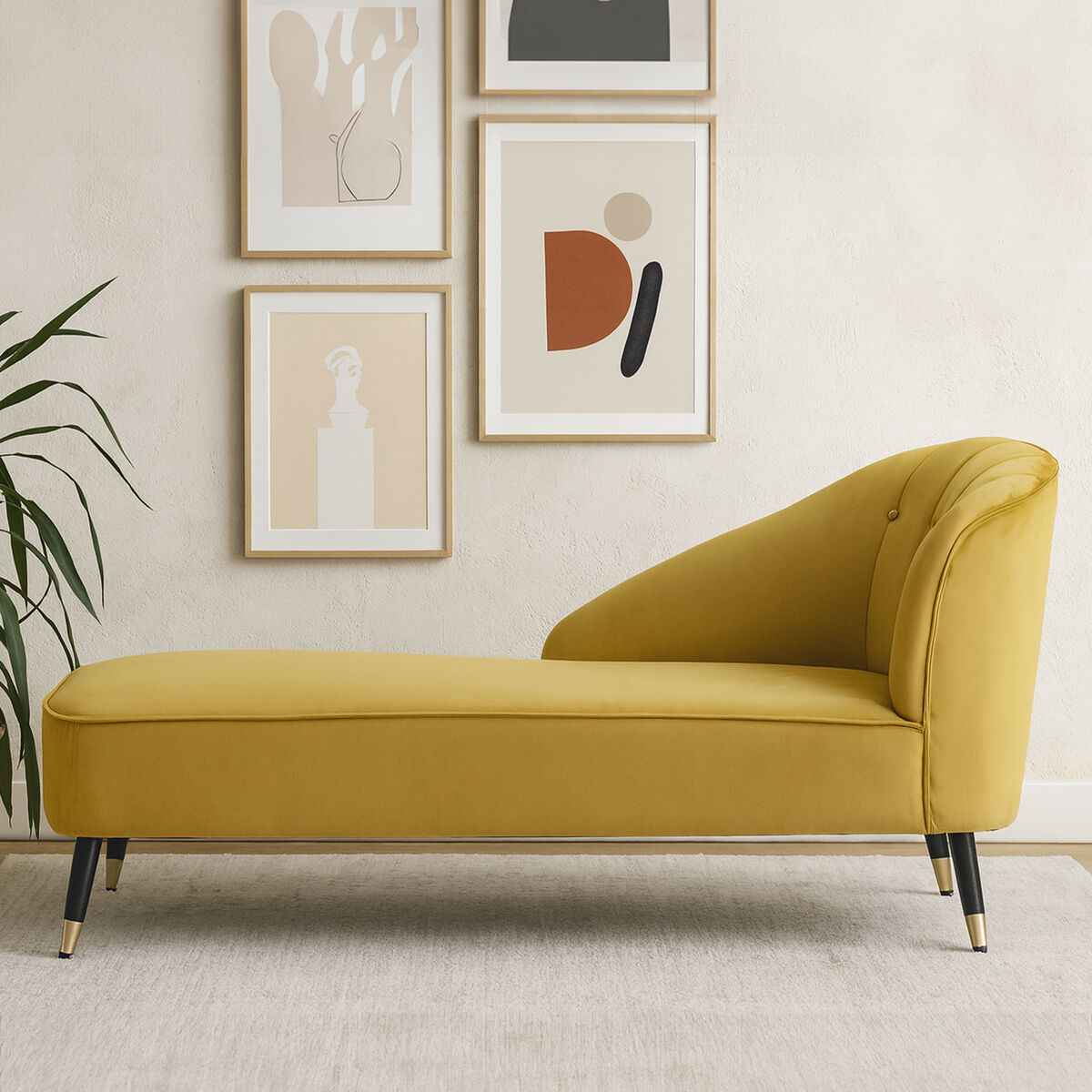 Mustard Velvet Right Hand Chaise Longue | Yvette
