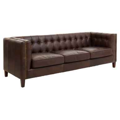 3 Seater Modern Chesterfield Dark Brown Leather Sofa | King