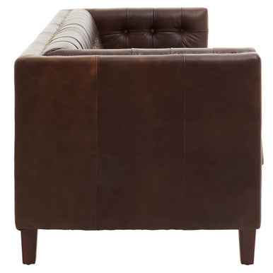 3 Seater Modern Chesterfield Dark Brown Leather Sofa | King