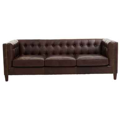 3 Seater Modern Chesterfield Dark Brown Leather Sofa | King