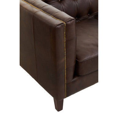 3 Seater Modern Chesterfield Dark Brown Leather Sofa | King
