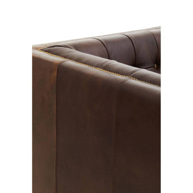 3 Seater Modern Chesterfield Dark Brown Leather Sofa | King