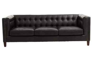 3 Seater Modern Chesterfield Black Leather Sofa | King