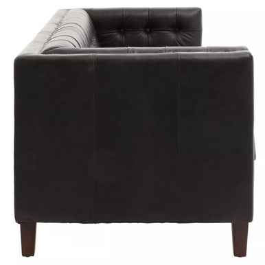3 Seater Modern Chesterfield Black Leather Sofa | King