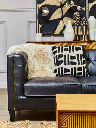 3 Seater Modern Chesterfield Black Leather Sofa | King