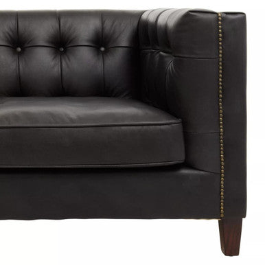 3 Seater Modern Chesterfield Black Leather Sofa | King